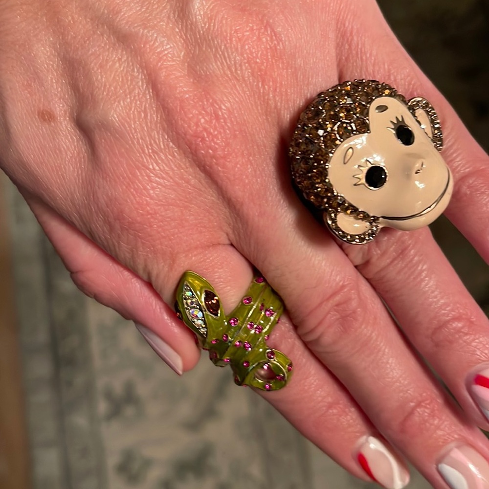 Two betsy Johnson Crystal cocktail rings